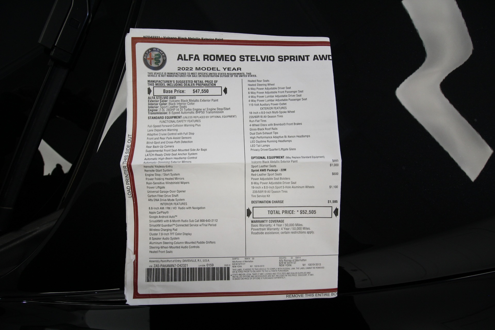 New 2022 BLACK Alfa Romeo STELVIO Sprint AWD | Albany, NY