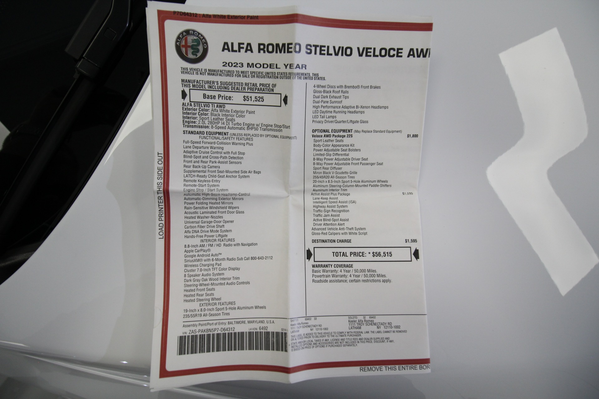 New 2023 WHITE Alfa Romeo STELVIO Ti | Albany, NY