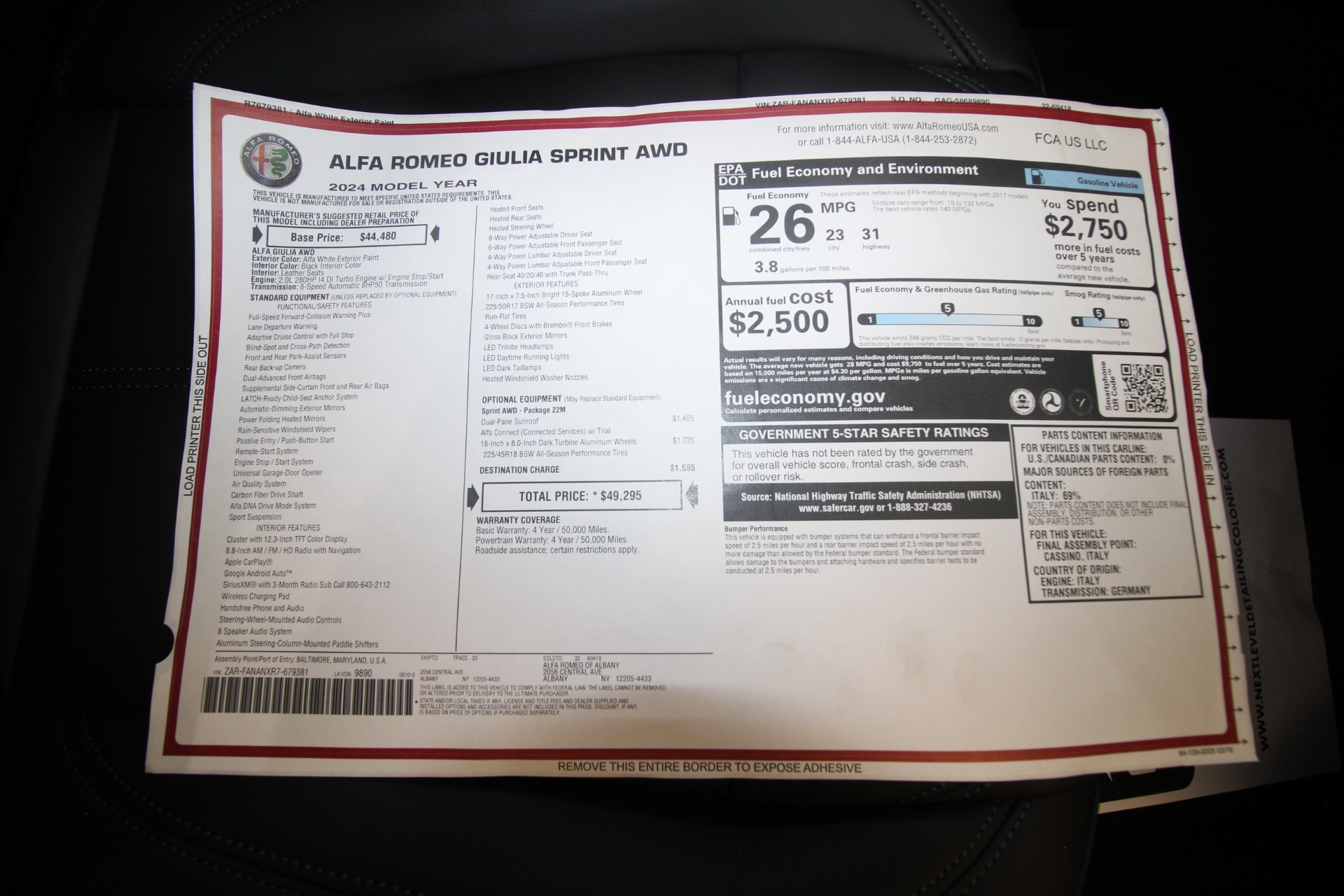 New 2024 Alfa Romeo GIULIA Sprint | St. Petersburg, FL