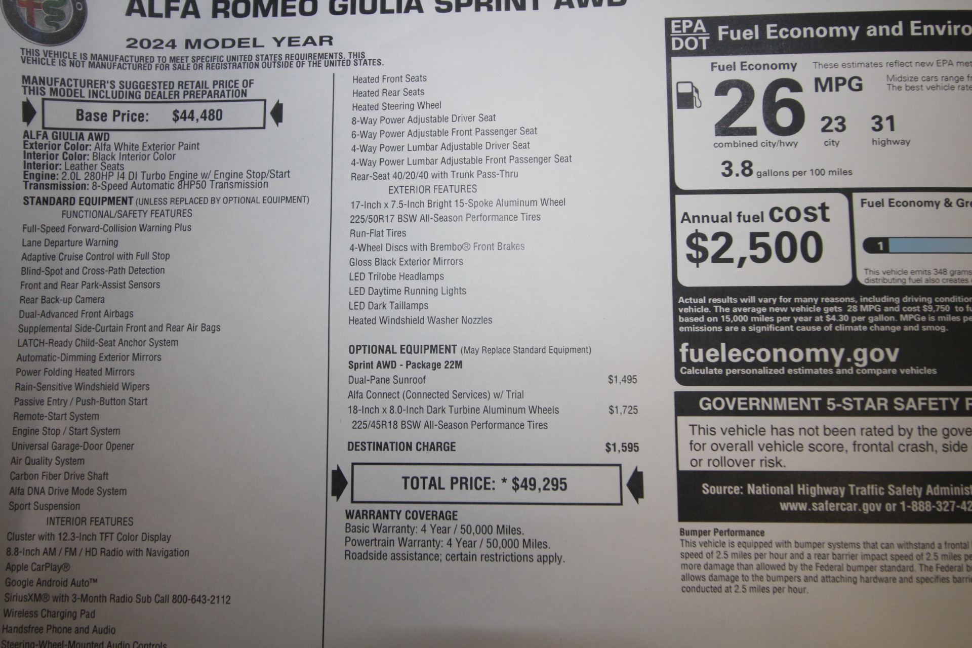 New 2024 Alfa Romeo GIULIA Sprint | St. Petersburg, FL