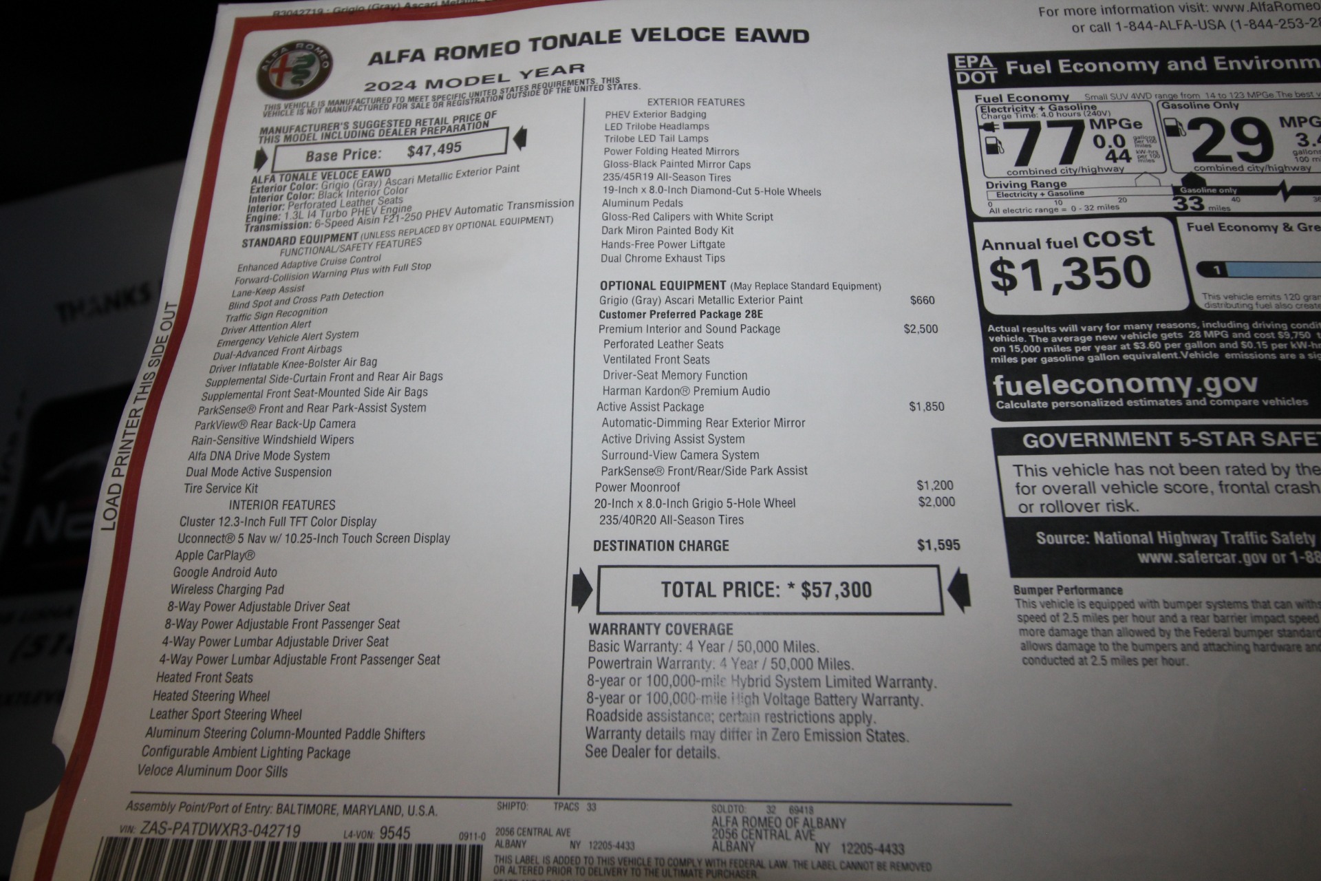 New 2024 Alfa Romeo TONALE Veloce | St. Petersburg, FL