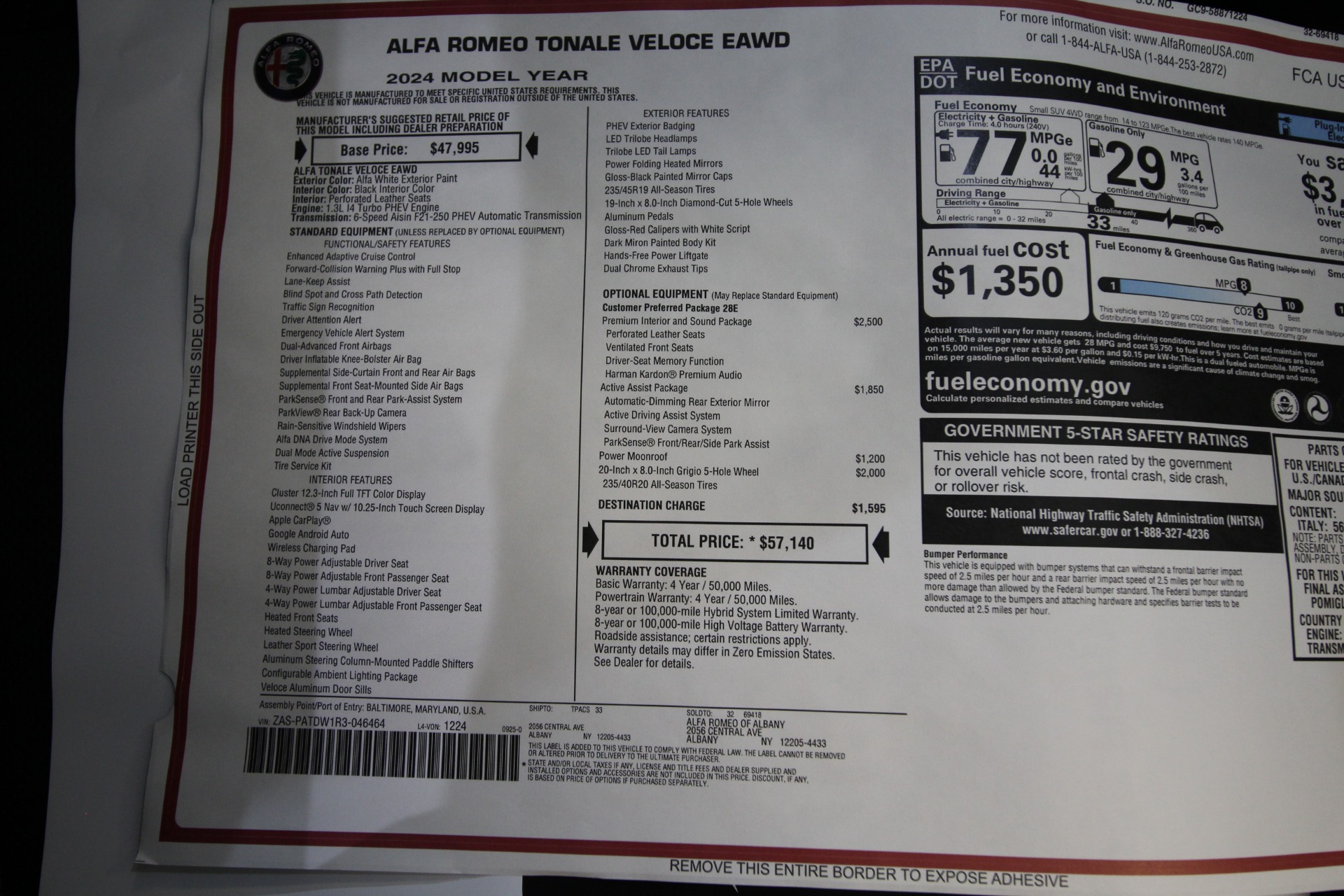 New 2024 Alfa Romeo TONALE Veloce | St. Petersburg, FL